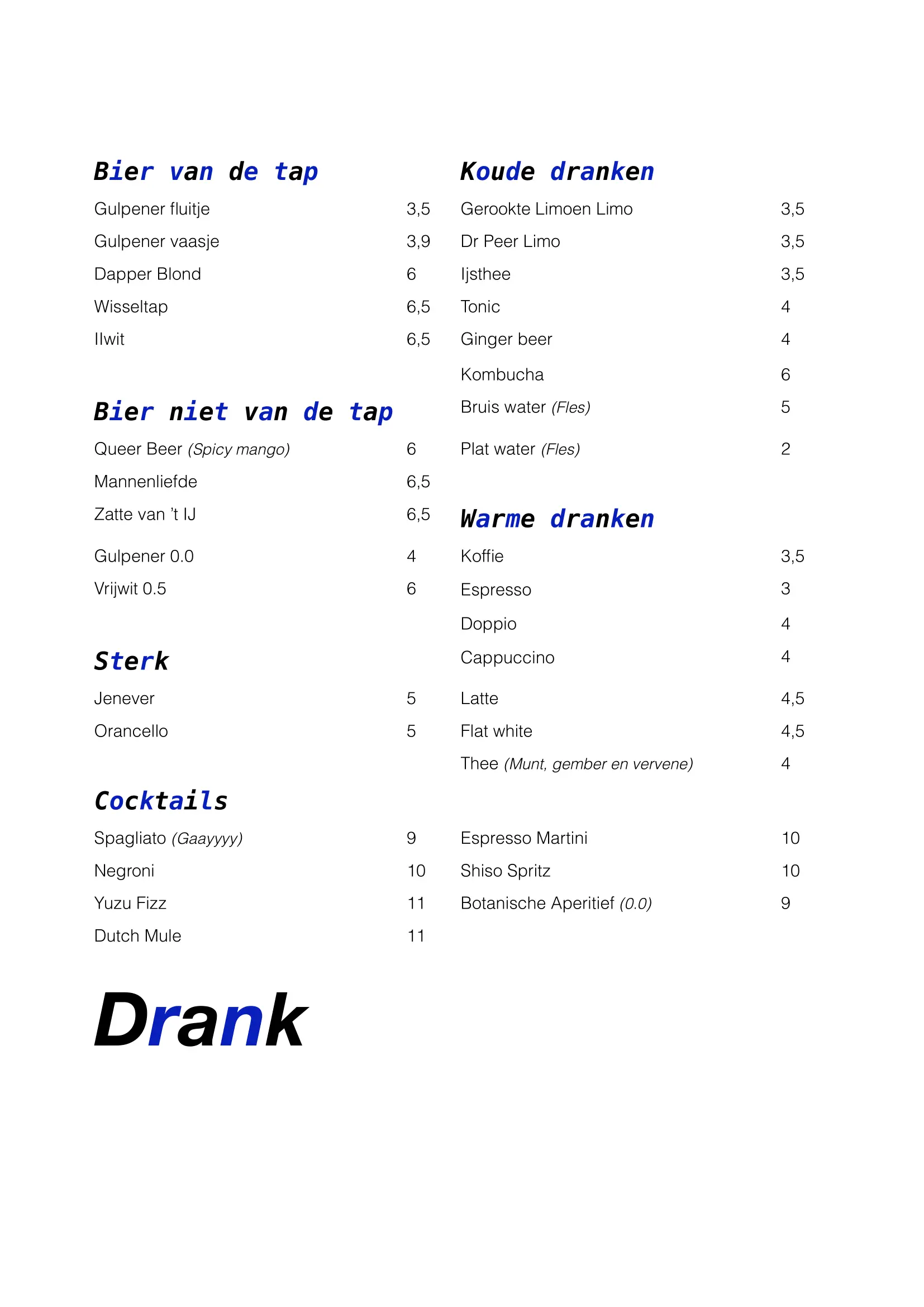More food menu