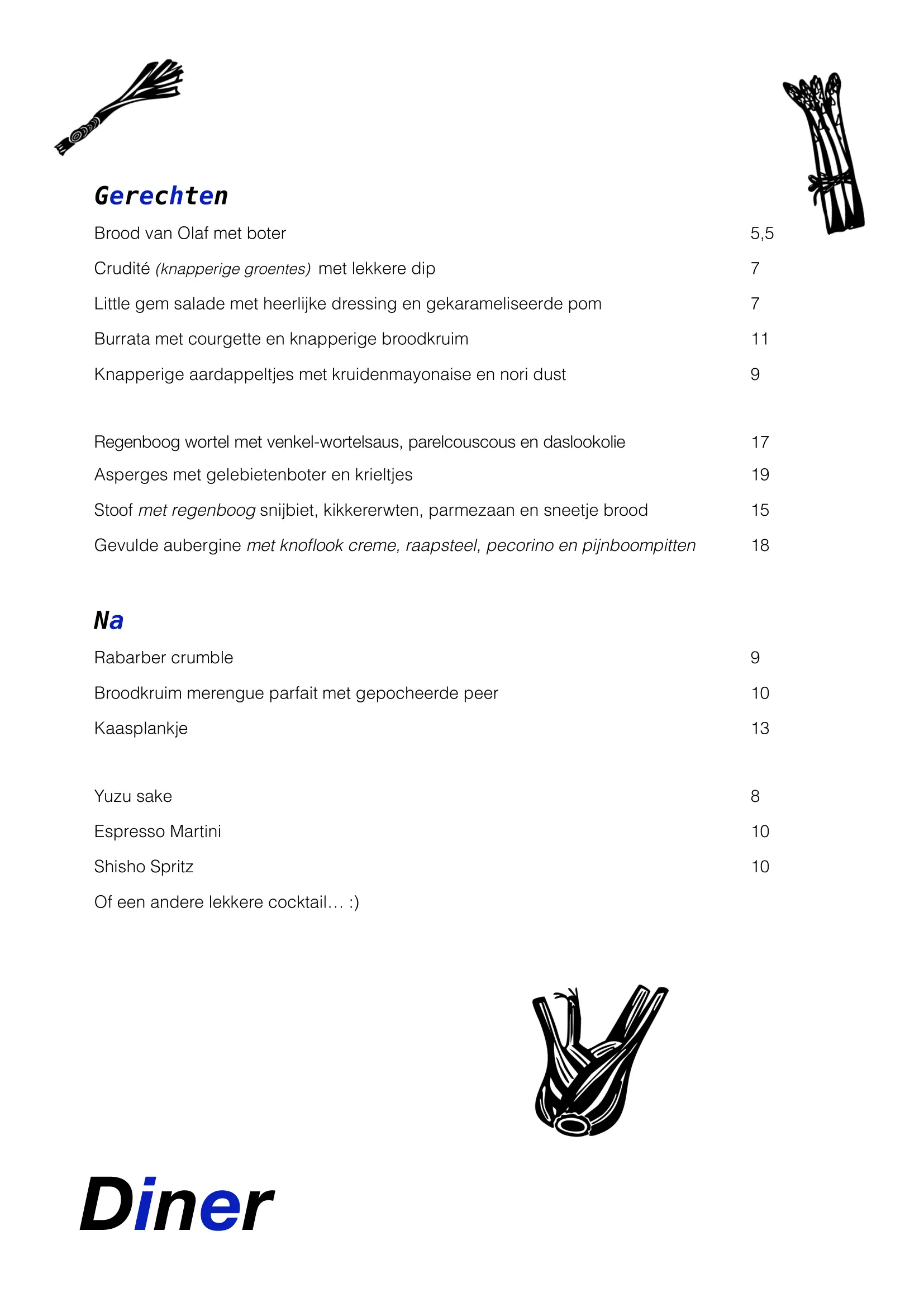 More drinks menu